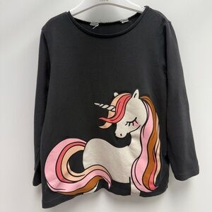 Unicorn Long Sleeve Kids Shirt - Black and Pink